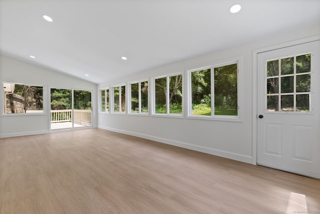 95 Great Ring Rd, Newtown, CT 06482 - unfurnished sunroom with healthy amount of natural light, wood finished floors, recessed lighting, and vaulted ceiling