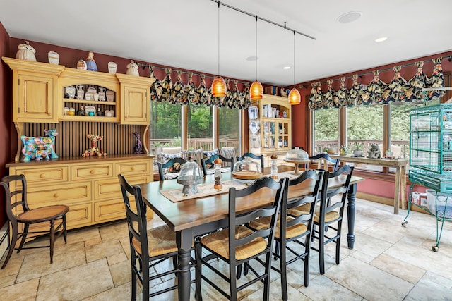206 Beacon Hill Rd, Trumbull, CT 06611 - dining room featuring stone tile floors and recessed lighting