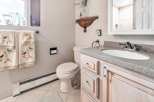 206 Beacon Hill Rd, Trumbull, CT 06611 - bathroom featuring baseboard heating, vanity, and tile patterned floors