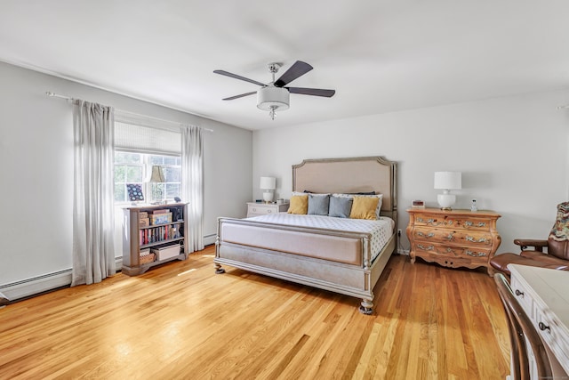 206 Beacon Hill Rd, Trumbull, CT 06611 - bedroom with wood finished floors, a baseboard radiator, and a ceiling fan