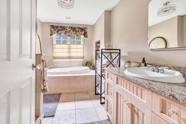 206 Beacon Hill Rd, Trumbull, CT 06611 - full bathroom featuring vanity, a bath, and tile patterned floors