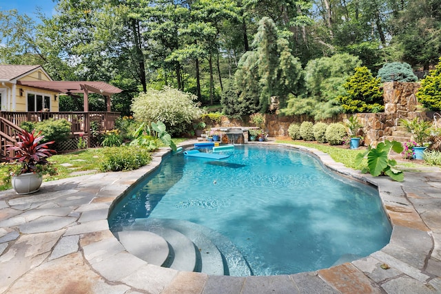 206 Beacon Hill Rd, Trumbull, CT 06611 - view of swimming pool with a wooden deck