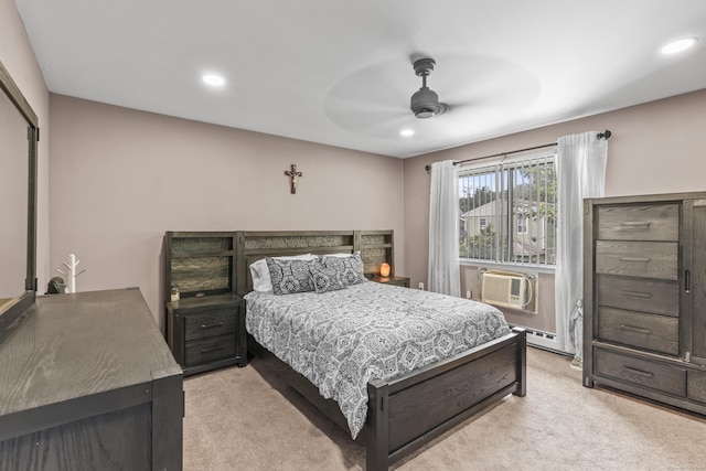 60 Alvord Ln Apt 19, Stamford, CT 06902 - bedroom featuring light carpet, recessed lighting, ceiling fan, a closet, and baseboard heating