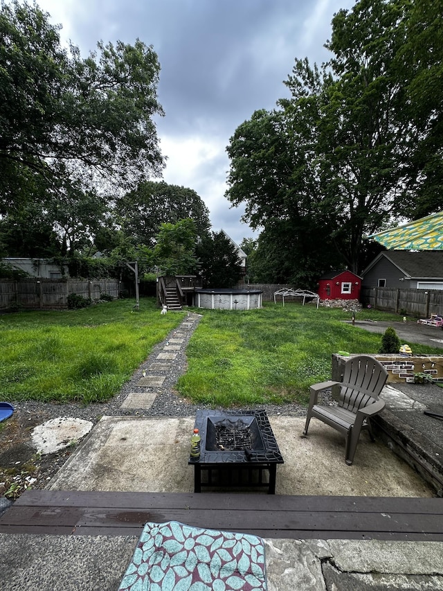 54 Carmel St, Hamden, CT 06518 - view of yard with an outdoor fire pit