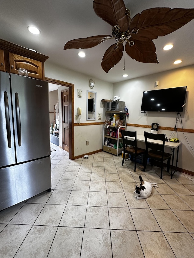 54 Carmel St, Hamden, CT 06518 - office with light tile patterned flooring, recessed lighting, and ceiling fan