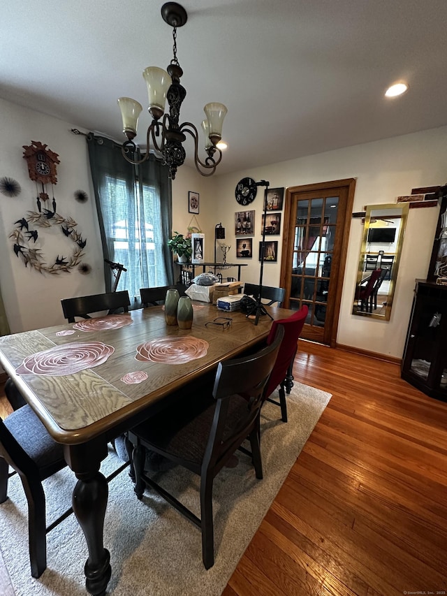 54 Carmel St, Hamden, CT 06518 - dining room featuring a chandelier, wood finished floors, and recessed lighting