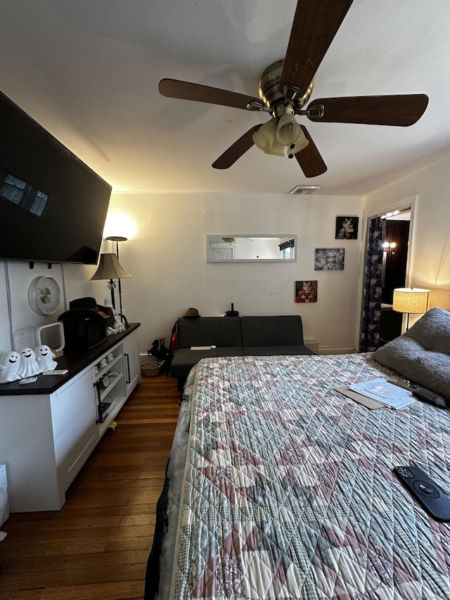 54 Carmel St, Hamden, CT 06518 - bedroom featuring dark wood-style floors and a ceiling fan