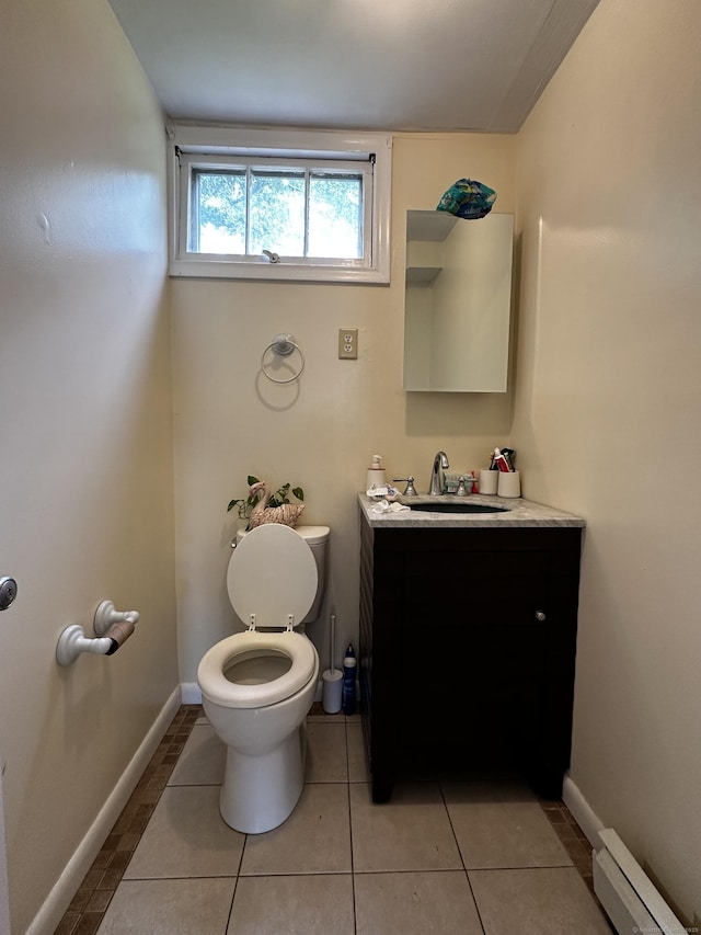 54 Carmel St, Hamden, CT 06518 - bathroom featuring vanity, a baseboard radiator, and tile patterned flooring
