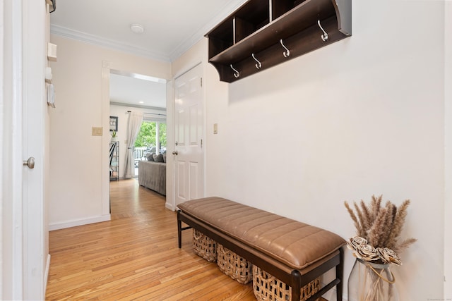 41 Arlington Rd, Stamford, CT 06902 - hall featuring light wood-style floors and crown molding