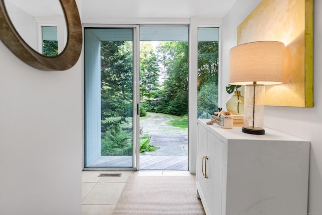 274 Nod Rd, Ridgefield, CT 06877 - doorway to outside featuring tile patterned flooring and expansive windows