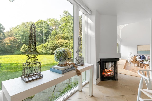274 Nod Rd, Ridgefield, CT 06877 - hallway featuring tile patterned flooring and view of wooded area