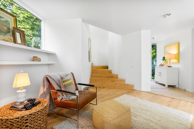 274 Nod Rd, Ridgefield, CT 06877 - living area with stairs and wood finished floors