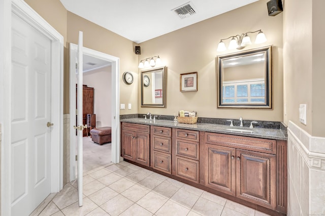 28 Aldo Dr, Woodbridge, CT 06525 - full bathroom with double vanity and tile patterned flooring