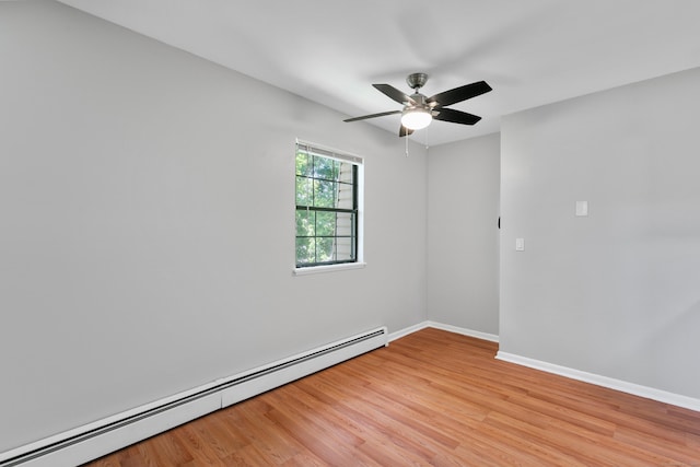 37 Enid St Apt C, Bridgeport, CT 06606 - spare room featuring a baseboard radiator, light wood-style floors, and a ceiling fan
