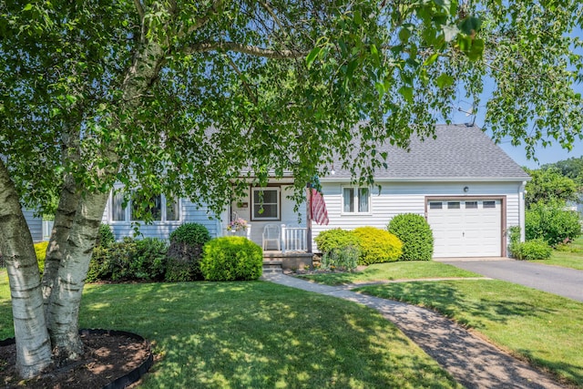 33 Hazel Ave, Naugatuck, CT 06770 - view of front of home with a garage, a front yard, asphalt driveway, and a shingled roof
