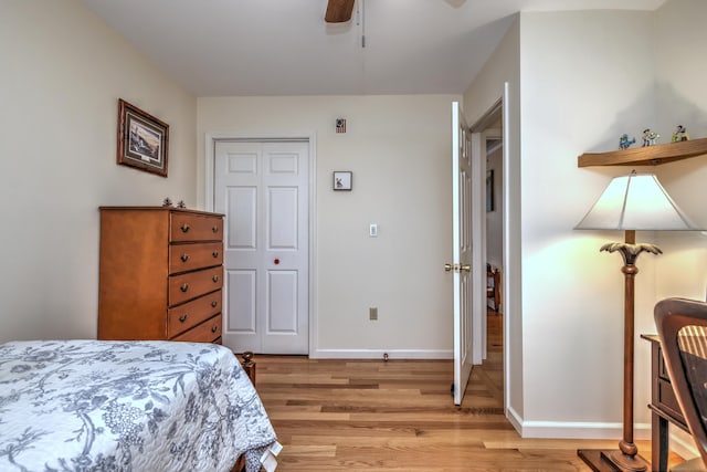 67 Nicole Dr, Naugatuck, CT 06770 - bedroom with light wood-style flooring, a closet, and ceiling fan