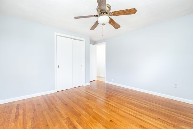 51 Euston St, New Britain, CT 06053 - unfurnished bedroom with a closet, light wood-type flooring, and ceiling fan