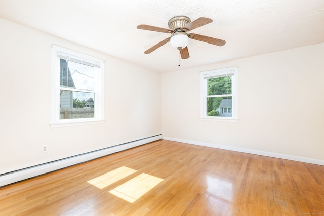 51 Euston St, New Britain, CT 06053 - empty room with baseboard heating, light wood finished floors, and ceiling fan