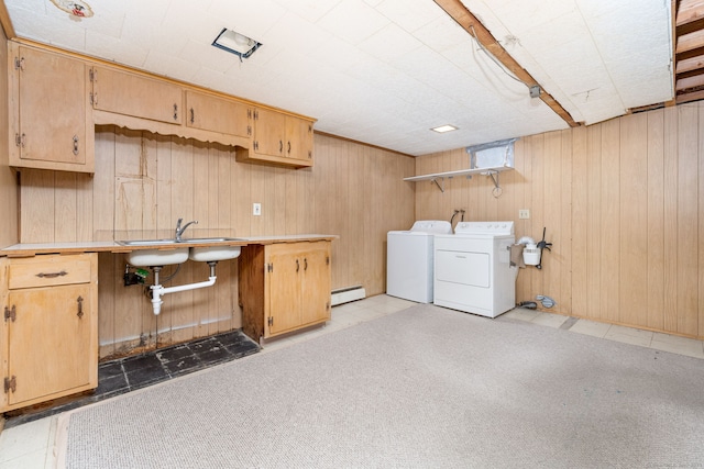 51 Euston St, New Britain, CT 06053 - finished basement featuring separate washer and dryer, baseboard heating, and wooden walls