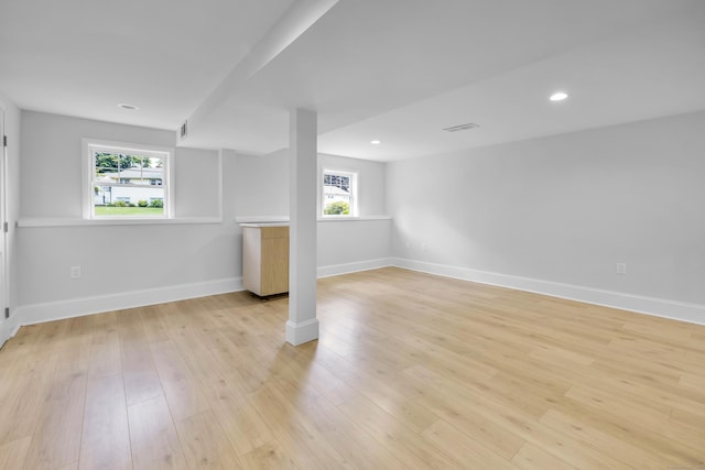 64 Ridgefield Rd, Wallingford, CT 06492 - basement featuring plenty of natural light, light wood-type flooring, and recessed lighting