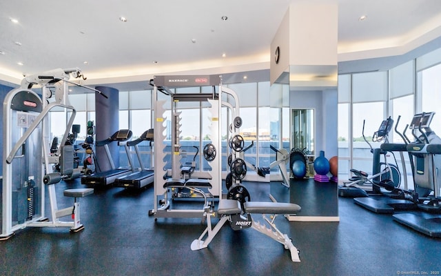 1 Broad St Unit Ph 26E, Stamford, CT 06901 - gym with healthy amount of natural light and recessed lighting