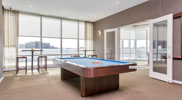 1 Broad St Unit Ph 26E, Stamford, CT 06901 - recreation room featuring carpet floors, pool table, and french doors