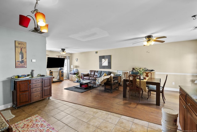 20 Society Hill Rd, Waterbury, CT 06704 - living area featuring ceiling fan and light tile patterned flooring