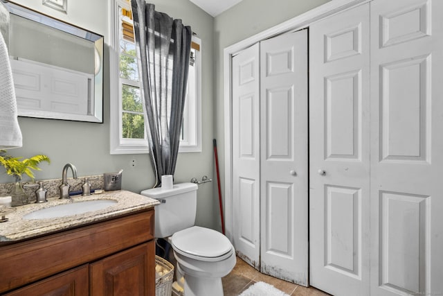 20 Society Hill Rd, Waterbury, CT 06704 - bathroom with a closet, vanity, and tile patterned floors