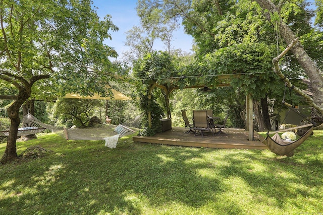 223 N St, Ridgefield, CT 06877 - view of grassy yard with a wooden deck