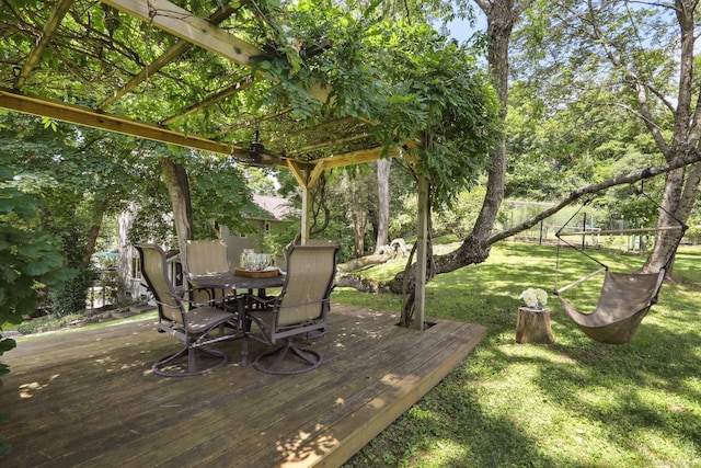 223 N St, Ridgefield, CT 06877 - wooden terrace featuring outdoor dining space and a lawn