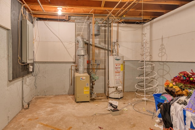 279 Annelise Ave, Southington, CT 06489 - unfinished basement with water heater, electric panel, and a heating unit