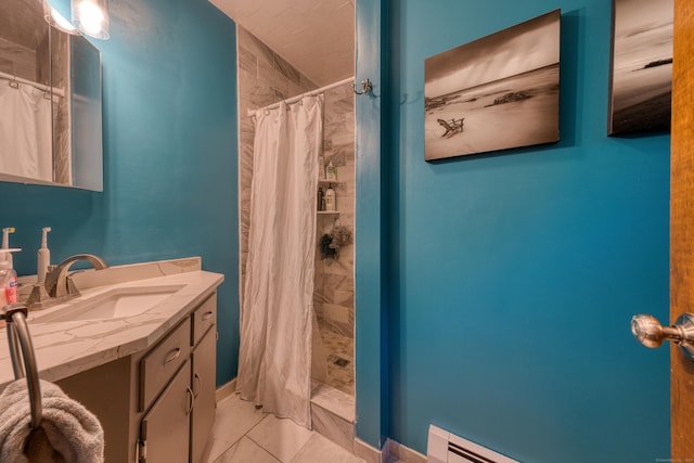 279 Annelise Ave, Southington, CT 06489 - full bathroom with vanity, tiled shower, and baseboard heating