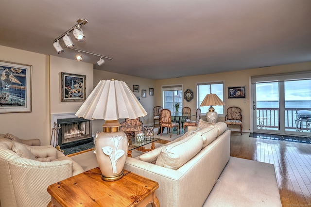 2 Old Town Hwy Unit 45, East Haven, CT 06512 - living room featuring hardwood / wood-style flooring and a fireplace with flush hearth