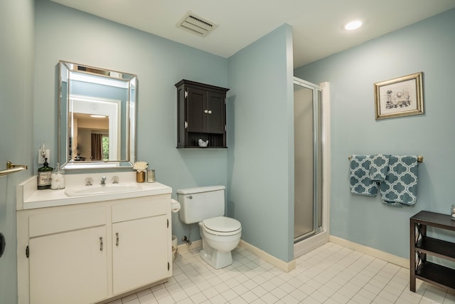 341 W Mountain Rd, Simsbury, CT 06092 - bathroom featuring vanity, a stall shower, recessed lighting, and tile patterned flooring