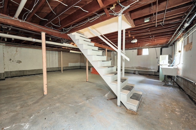 5338 Main St, Trumbull, CT 06611 - below grade area featuring stairway and a sink