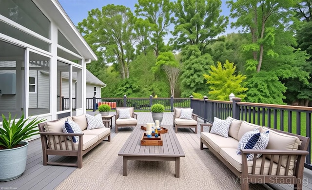 53 Princeton Dr, Middletown, CT 06457 - deck featuring an outdoor hangout area and view of scattered trees