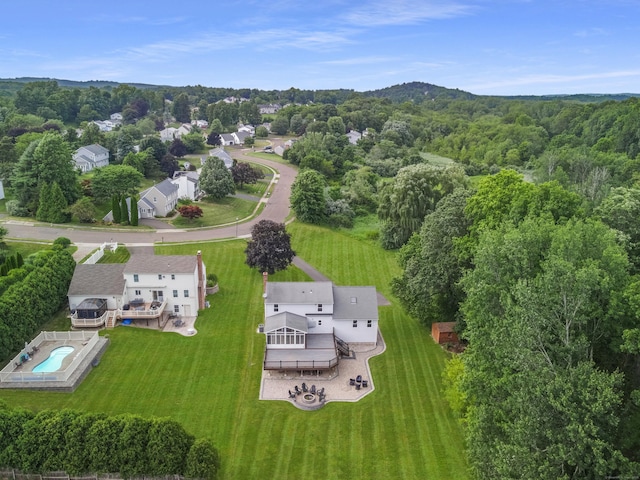 53 Princeton Dr, Middletown, CT 06457 - aerial view of property and surrounding area with a pool area and a forest