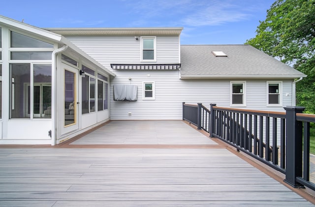 53 Princeton Dr, Middletown, CT 06457 - wooden deck featuring a sunroom