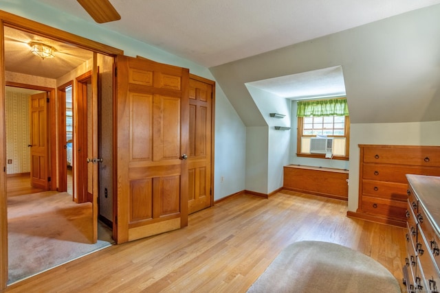 841 S Curtis St, Meriden, CT 06450 - additional living space featuring light wood-style flooring, vaulted ceiling, and cooling unit