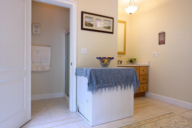 20 Portage Xing, Farmington, CT 06032 - full bath featuring tile patterned flooring, vanity, and a stall shower
