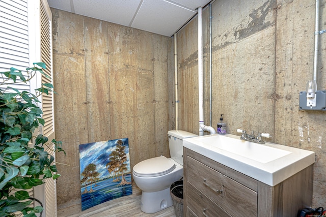 708 Lake Vista Dr Unit 708, East Hampton, CT 06424 - bathroom with vanity, a drop ceiling, and wood finished floors