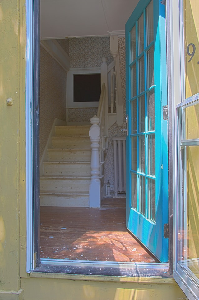 940 Saybrook Rd, Haddam, CT 06438 - stairway featuring crown molding