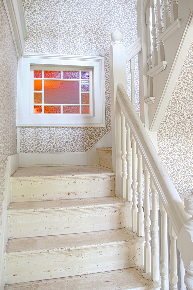940 Saybrook Rd, Haddam, CT 06438 - staircase with wallpapered walls