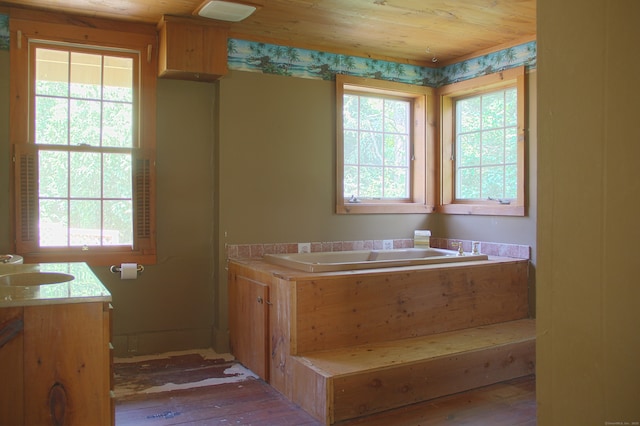 940 Saybrook Rd, Haddam, CT 06438 - full bath featuring healthy amount of natural light, a garden tub, vanity, and wood-type flooring