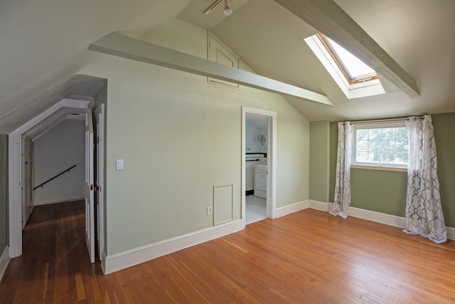 53 Haviland St, Bristol, CT 06010 - additional living space with a skylight, lofted ceiling, and wood-type flooring