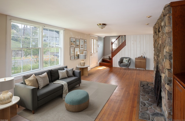 53 Haviland St, Bristol, CT 06010 - living area with hardwood / wood-style flooring and stairway
