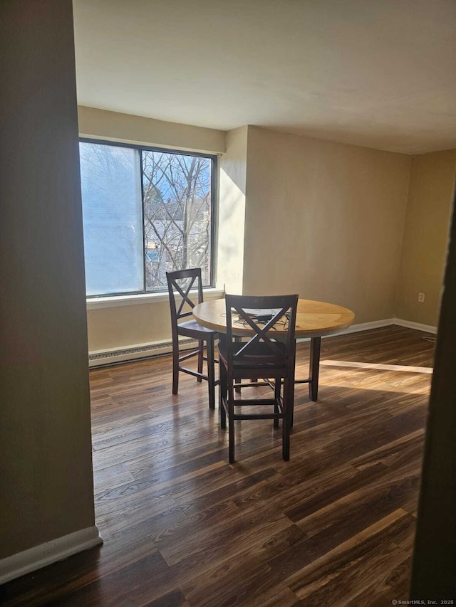 356 Franklin Ave Apt C1, Hartford, CT 06114 - dining area with dark wood-style floors and a baseboard radiator