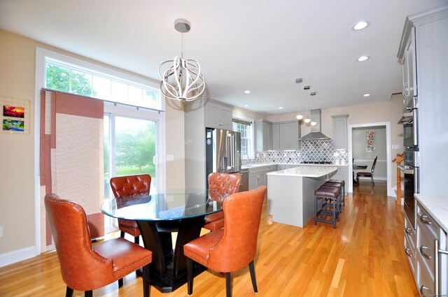 32 Arlington Dr, Avon, CT 06001 - dining space featuring a chandelier, light wood-style floors, and recessed lighting