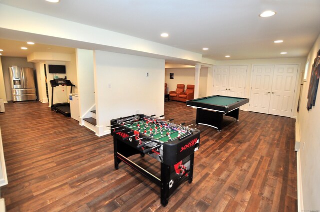 32 Arlington Dr, Avon, CT 06001 - playroom featuring dark wood-style floors, recessed lighting, and pool table