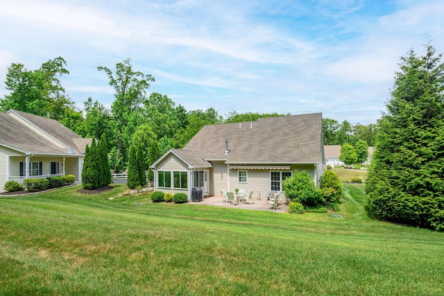 199 Meadow Brook Rd Unit 199, Oxford, CT 06478 - rear view of property featuring a patio area, a yard, and roof with shingles